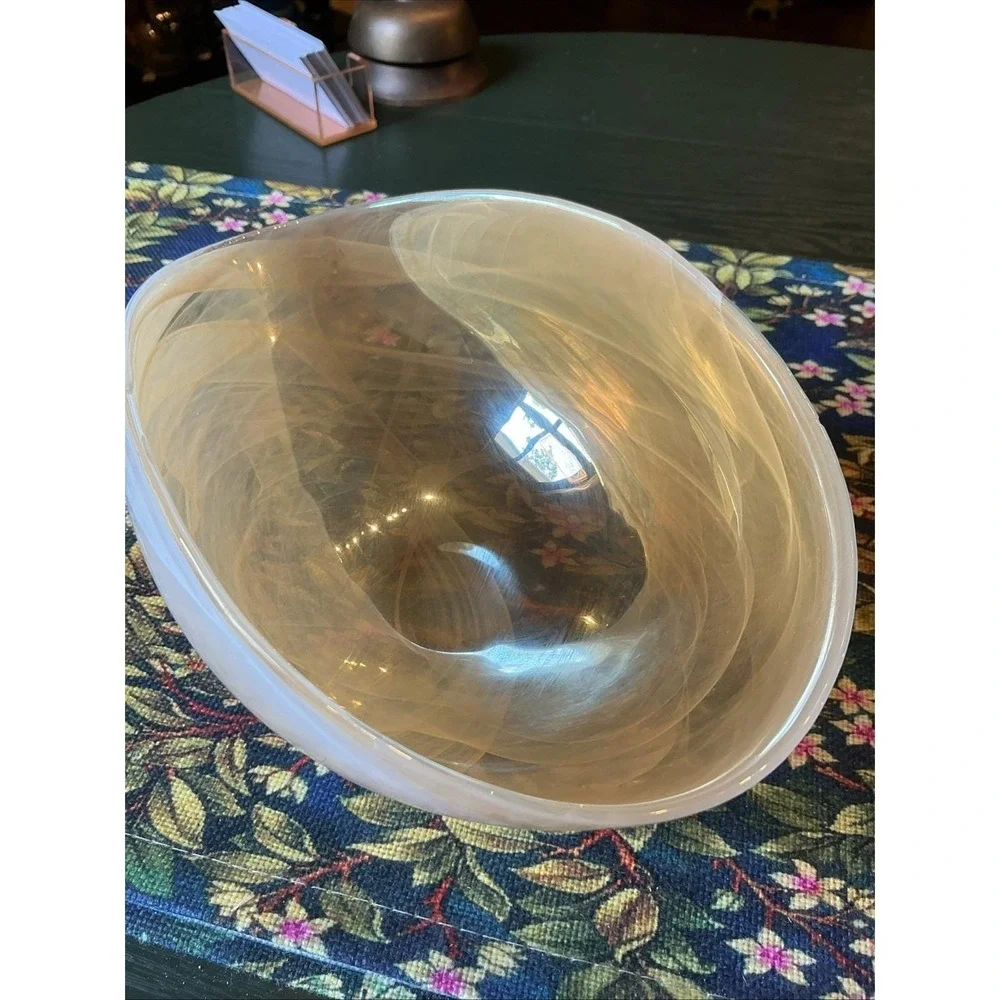 VTG Murano Venezia Beige Gold Opalescent Glass 8.75
